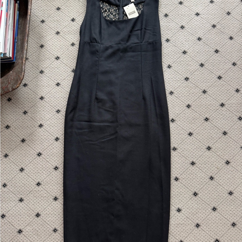 Fellissimo Black Lace Back Midi Dress NWT Size 10